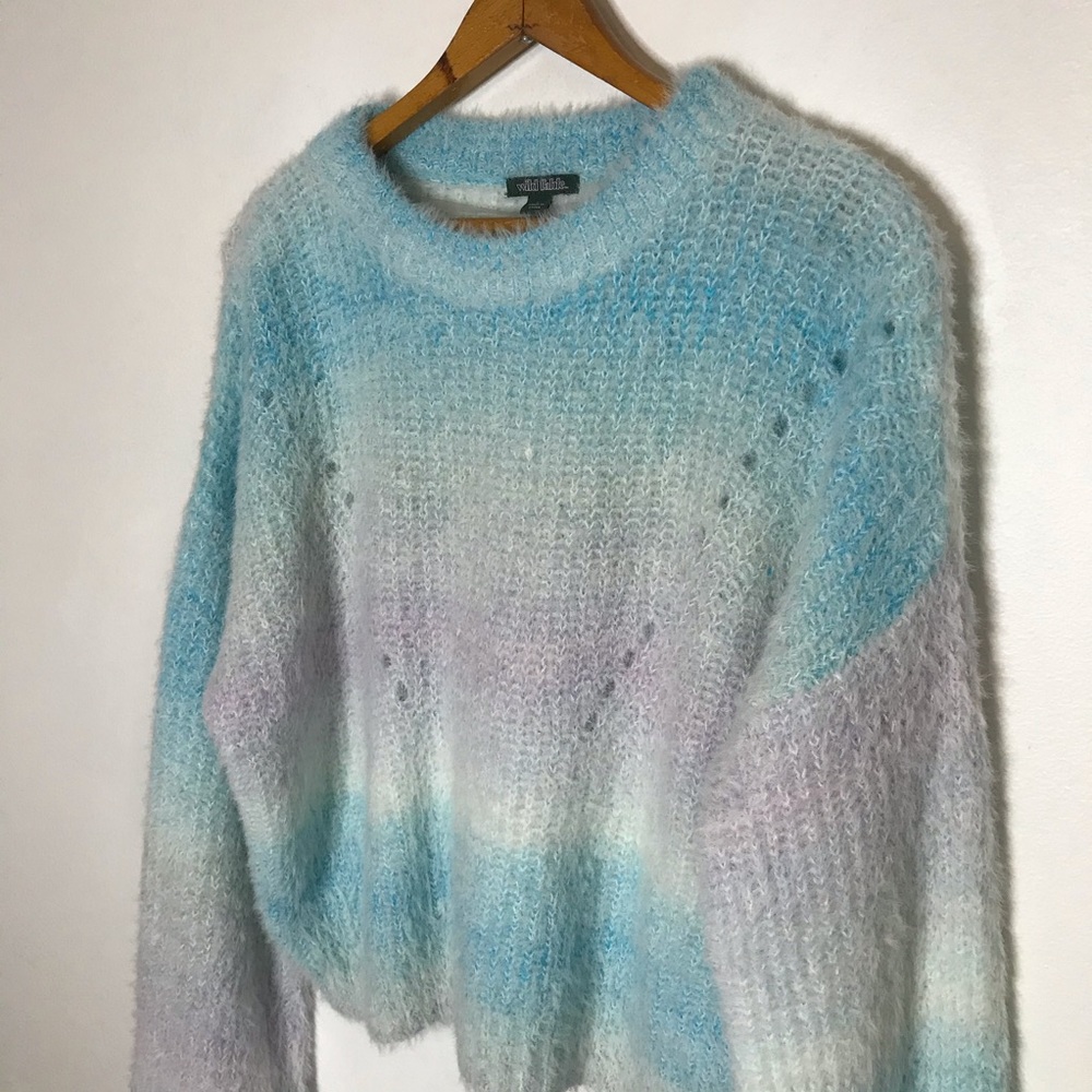 NEW Wild Fable Dip Dye Eyelash Sweater Blue Medium - Picture 7 of 10